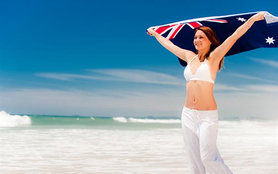 female holding australianflag